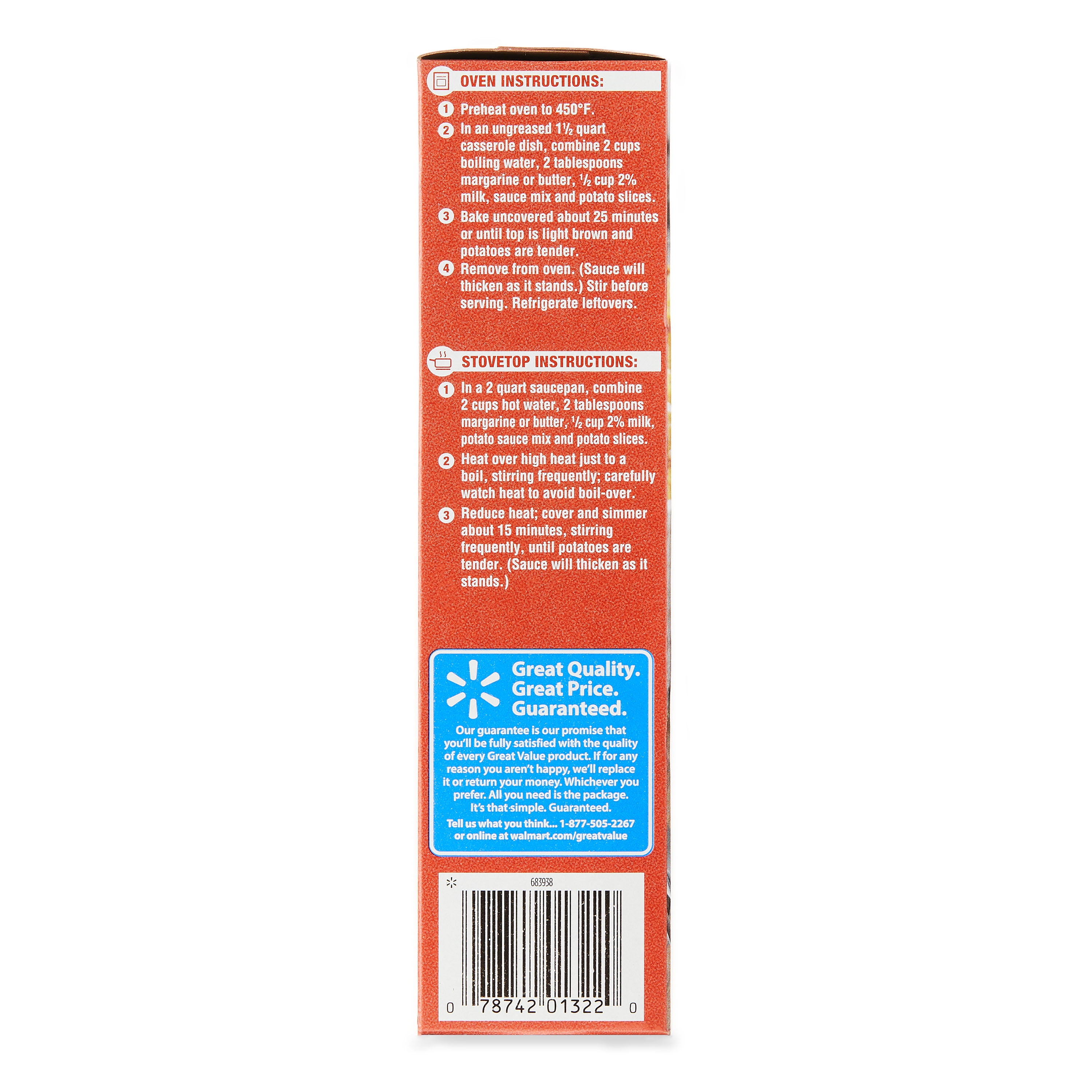 Great Value Au Gratin Potatoes, 4.7 oz Box, 1 Count