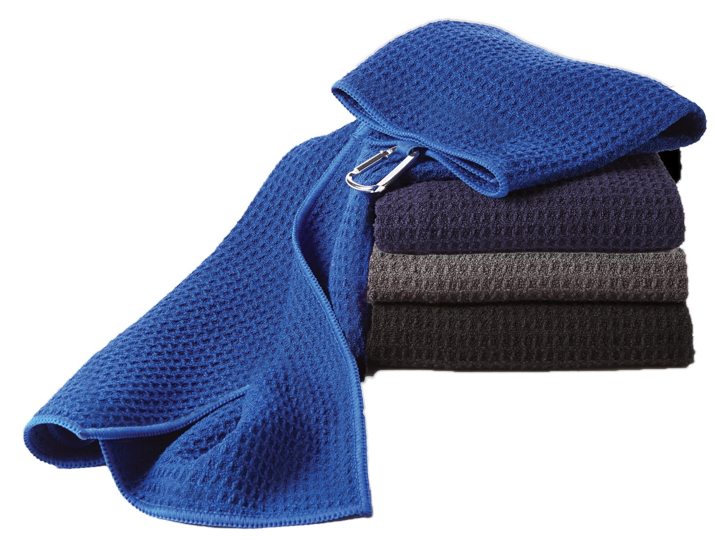 Microfiber Golf Towels Tri-Fold Variety Four Pack Bundle Poly Nylon Waffle