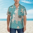 thumbnail image 4 of Kll Men'S Hawaiian Shirt Short Sleeve Button Down Beach Shirts-Teal Mama Llama, 4 of 8