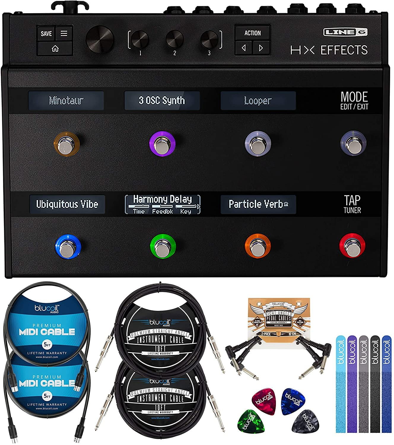 Line 6 HX Effects Processor Bundle with Blucoil 2-Pack of 10-FT