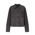 thumbnail image 2 of Luivaraty Suede Jacket Women Plus Size Laple Bomber Jacket Fashion Trendy Long Sleeve Button Up Outwear Jeckets, S-3XL, 2 of 7