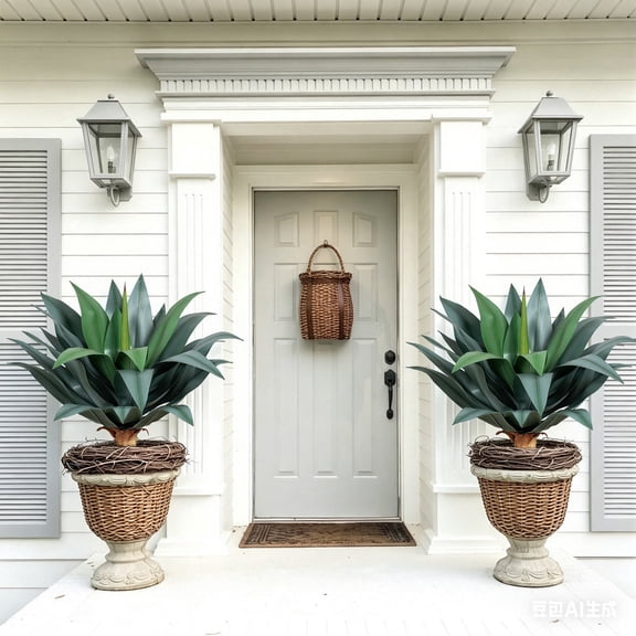 20in Artificial Agave Plants, UV Resistant Unpotted Faux Greenery for Front Porch, Patio, Home & Office Decor 2pcs