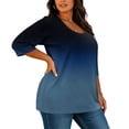 thumbnail image 4 of Qulqfy Fall Womens Graphic Tees Tie Dye Plus Size 3/4 Length Sleeve Scoop Neck Boho Casual Dressy Spring Comfy Knit Women Summer Tops 2XL, 4 of 8