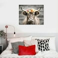 thumbnail image 4 of COMIO  Scottish Highland Cow Headband Floral Bouquet Canvas Wall Decor Rustic Poster Farmhouse Decoration for Home Bedroom Office, 4 of 4