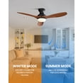 thumbnail image 3 of 52" Flush Mount Solid Wood Ceiling Fan with Light, Remote Control, 6 Speed Low Profile Ceiling Fan Fixture,3 Wooden Blades, for Kitchen Bedroom Living Room Indoor (Walnut Wood Color & Black), 3 of 8