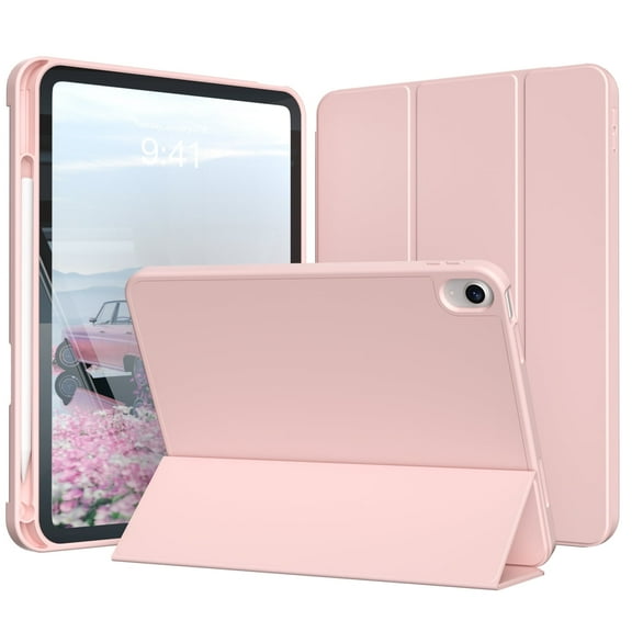DWPSG Case for iPad (A16) 11th Generation 11 inch 2025, iPad 10th Generation Case 10.9 inch 2022 with Pencil Holder, Smart Trifold Stand Cover with Slim Soft TPU Back Shell, Pink