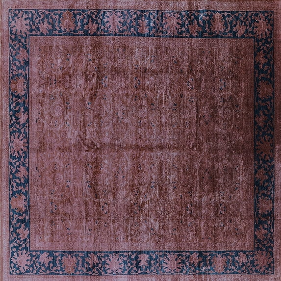 Ahgly Company Indoor Square Oriental Light Blue Industrial Area Rugs, 6' Square