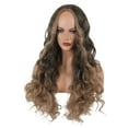 Wig Women's Long Curly Hair Gradient Brown Split Full Head Synthetic