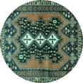 thumbnail image 1 of Ahgly Company Machine Washable Indoor Round Persian Turquoise Blue Traditional Area Rugs, 4' Round, 1 of 4