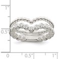 thumbnail image 3 of Sterling Silver Polished Cz Beaded Double Fancy Ring (Size 6) Made In Thailand qr7281-6, 3 of 5