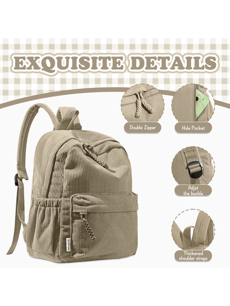 Corduroy School Backpack for Girls Boys, Cute Student Bookbag with Pockets Amazon.com: BTOOP School Backpack for Teens Large Corduroy  main image 2