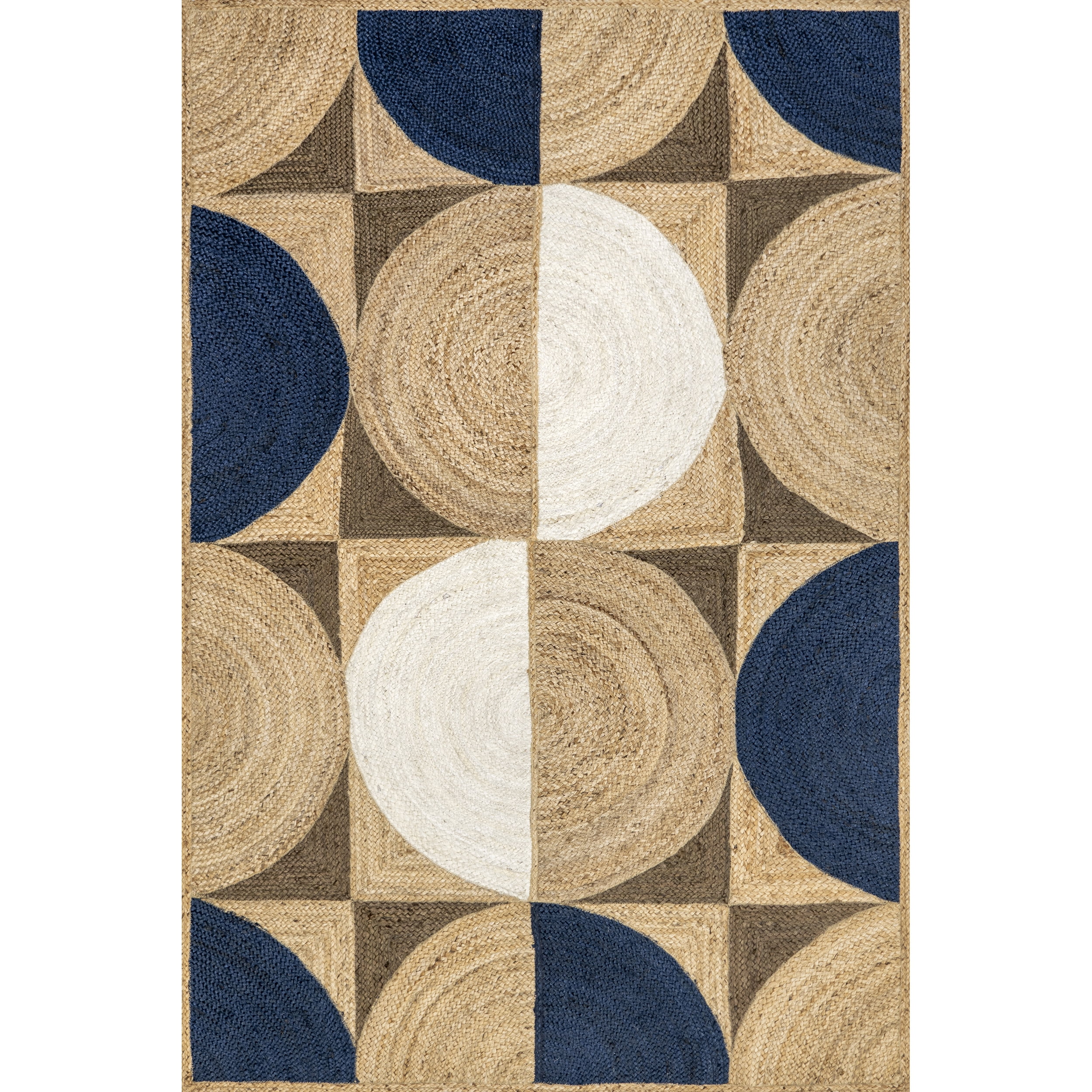 nuLOOM Traci Contemporary Circles Jute Blend Area Rug, 4' x 6', Natural