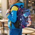 thumbnail image 2 of Pzuqiu Galaxy Wolf Print 13.5 Inch Kids School Backpack Water Resistant Padded Breathable Strap Lightweight Bookbag for Boys Girls Elementary Preschool Daily Use, 2 of 7