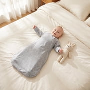 Baby Sleep Sack with Sleeves, 100% Cotton 1.0 TOG Wearable Blanket, Anti-Startle Sleeping Bag with Fold-Over Mittens, 2-Way Zipper,0-3Months