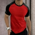 thumbnail image 4 of Men's T-Shirts Soft Summer Short Sleeve Sports Color Block Raglan Sleeves Round Neck Casual Breathable T Shirt, 4 of 5