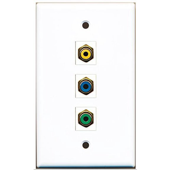 RiteAV - 1 Port RCA Yellow and 1 Port RCA Green and 1 Port RCA Blue Wall Plate