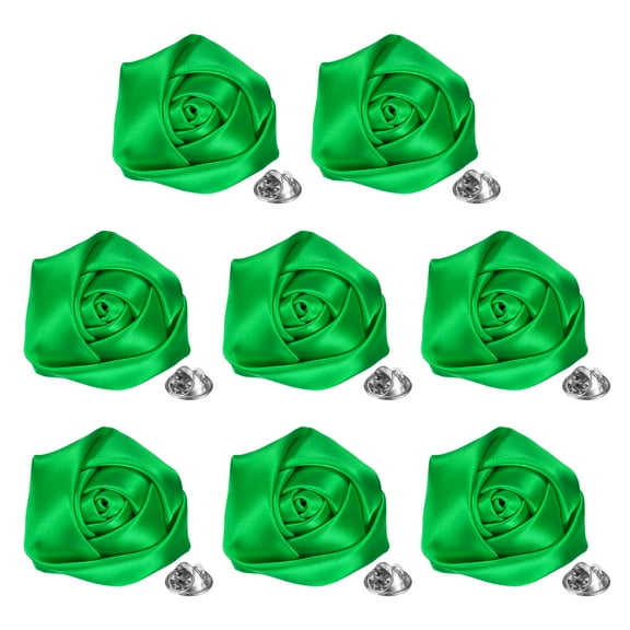 8-Pack Lapel Pin for Men Suits, 1.97" Flower Boutonnieres Brooch [Dark Green]