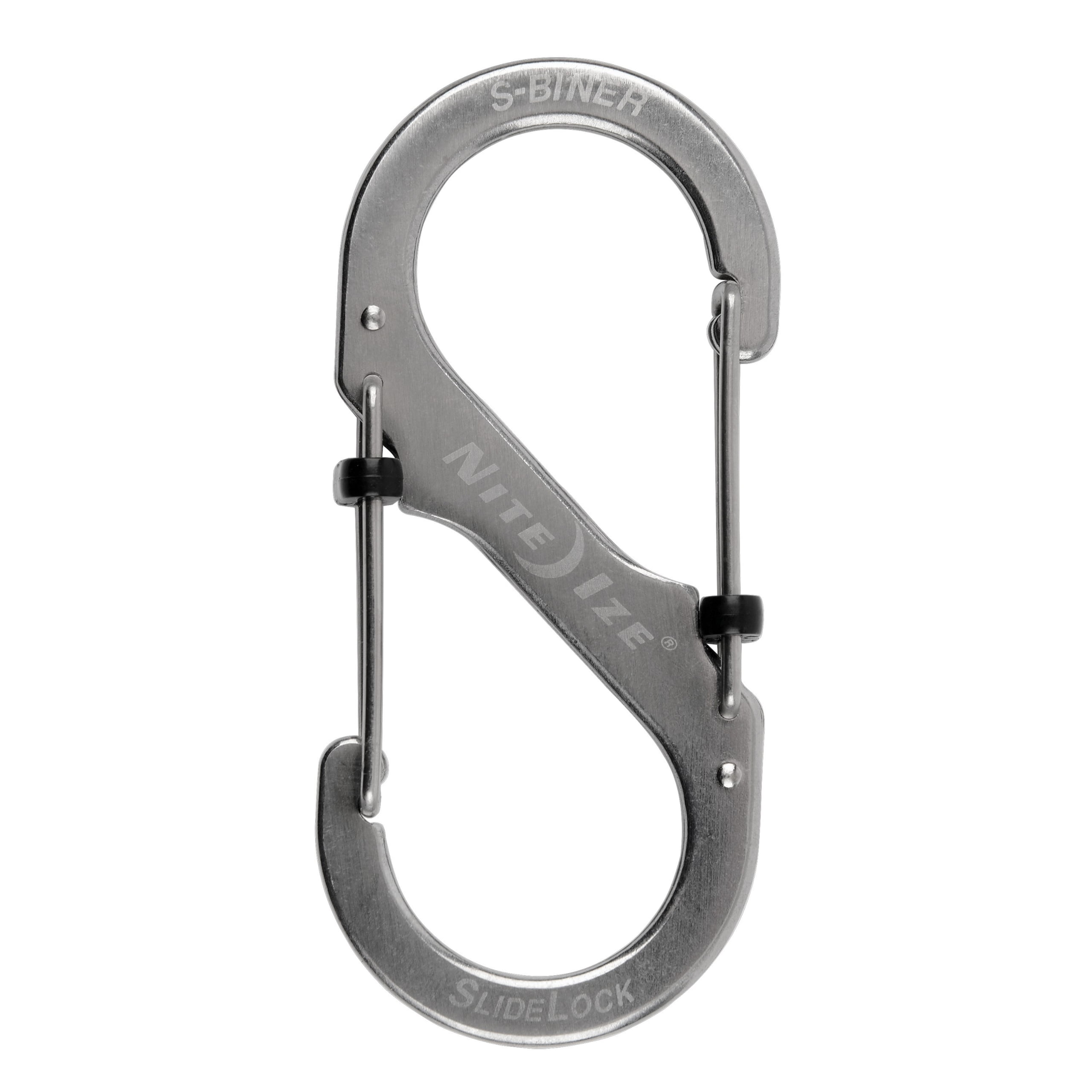 Nite Ize S-Biner SlideLock Stainless Steel - Secure Key Holder Carabiner with SlideLocks - Key & Keychain Organizer - Lockable Carabiner for Daily Use - 75lb Weight Rating -Size 4, Stainless (4 Pack)