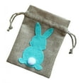 thumbnail image 3 of Bolsa de regalo de arpillera con cordón para decoración de conejito de Pascua, accesorios resistentes Verde, 3 of 9