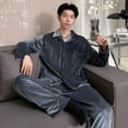 thumbnail image 1 of Pijamas de pareja de manga larga de otoño e invierno, pijamas de mujer de color sólido de terciopelo dorado de talla grande, conjunto de ropa sencilla para el hogar, 1 of 1