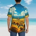 thumbnail image 6 of Balery Field Bicycle Young Sunflower Print Men's Hawaiian Shirts Short Sleeve Beach Shirt Relaxed Fit Vacation Button Down Shirts-Large, 6 of 9