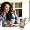 thumbnail image 3 of Bone China Coffee Tea, 300ml Bone China Tea, Floral Bone China Coffee, Portable Floral Tea Mugs, Durable Ceramic Floral Coffee Tea Mugs, Multi-Purpose Floral Coffee Mugs for Coffee Tea Cups Tea Mugs, 3 of 7