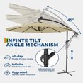thumbnail image 3 of Danolapsi 10FT Offset Patio Umbrella with Solar LED Lights, Hanging Cantilever Umbrella Outdoor Sun Shade with Easy Tilt Adjustment, 8 Ribs, UV Protection for Backyard, Lawn, Garden and Pool, 3 of 7