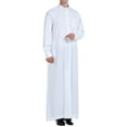 thumbnail image 4 of Men's Long-Sleeved Button-Down Solid Color Printed Shirt Stylish Nightgown White,S, 4 of 9