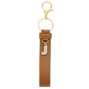 Time and Tru Faux Leather Initial "J" Monogram Keyring Clip, Brown