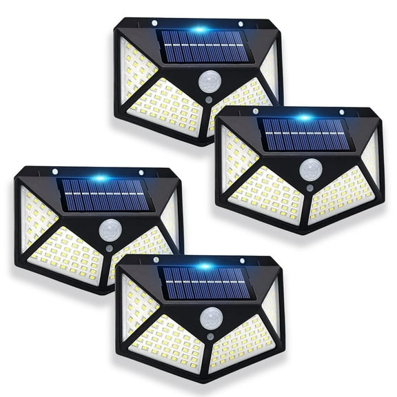 Euur 4 Pack Solar Lights Outdoor, 3 Modes/100LED Solar Security Lights Wireless IP65 Waterproof Solar Motion Lights Outdoor Solar Wall Lights Outdoor Lights for Front Door, Backyard, Garage, Deck…