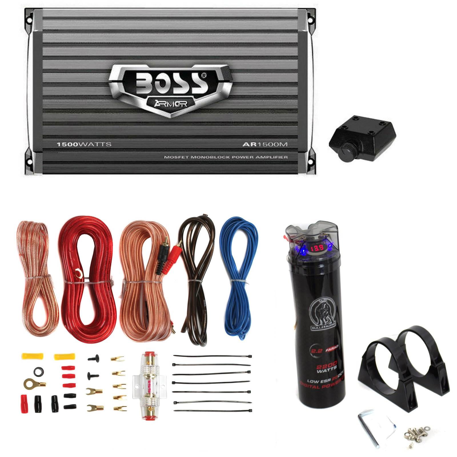 24 Hours To Serve You Boss AR1500M 1500W MONO Car Amplifier Amp Kit 2 2 