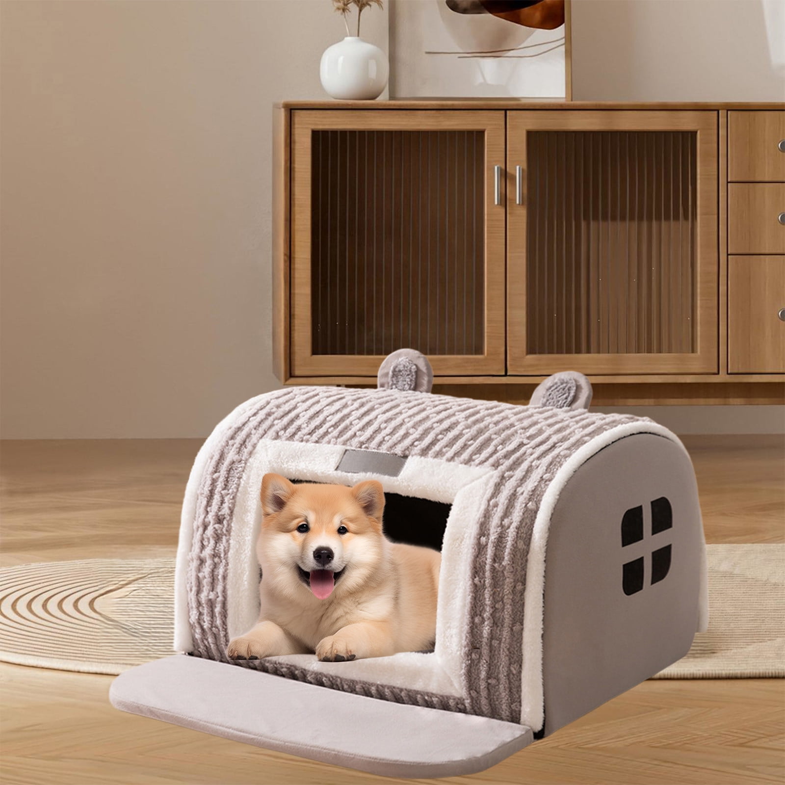 Winter Warm Pet Bed Villa,Removable Washable Cats Dog Bed,Two-Purpose Soft Pet Nests Mat,Pet Bed for Small Pets Under 5 Catties,Warm Cats Dog Pet Nests Mat
