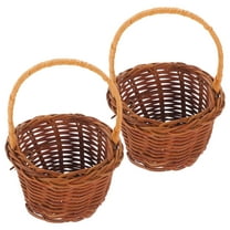 MLINS 2 Pcs Wicker Storage Basket Mini Rattan Hand Basket Baby 11.50X8.00X8.00CM Brown