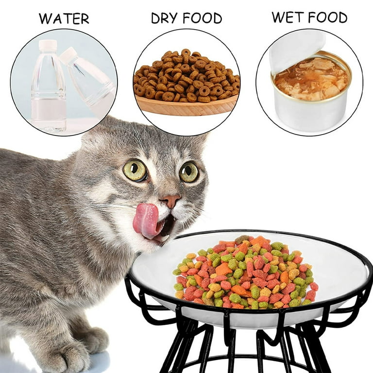 handrong Raised Cat Food Bowl Elevated Cat Bowls Cat Food and Water Bowl  Bamboo Cat Feeding Bowl Pet Food Bowl Stand 3 Stainless Steel Bowls for  Cats