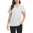 thumbnail image 3 of Floral Scrubs For Women, Ladies' Lightweight Solid Color V Neck Multi Pocket Side Slit Short Sleeved Shirt Women'S 4Th Tops 3/4 Sleeves Sequin Tops Shirts Tank (XXL, White) ZMTing, 3 of 3