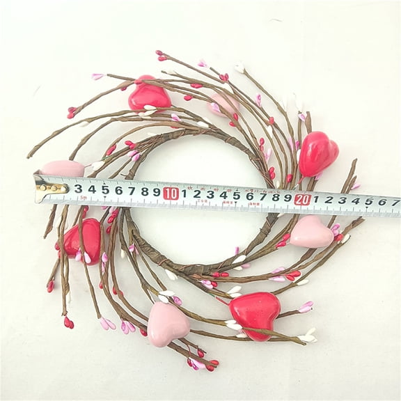10-inch Heart-Shaped Decorative Wreath Valentine'S Day Decoration Heart-Shaped Flowers Blooming from Dead Wood Door/Wall Hanging Valentine's Day Gift Ornament