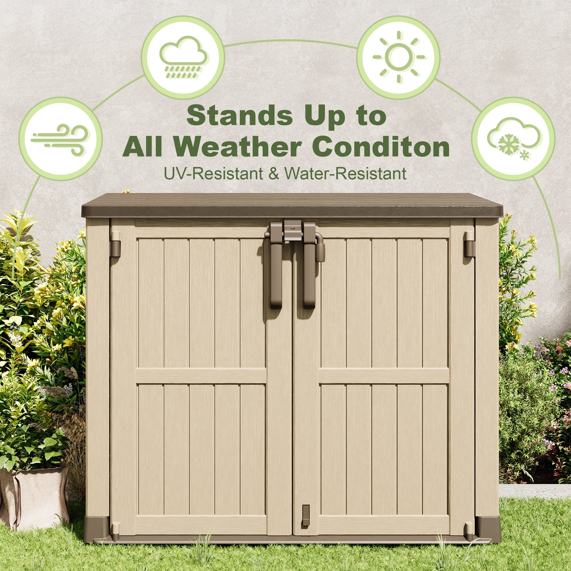 Bifanuo Outdoor Resin Storage Shed 36 Cu.ft Garden Storage Extra Large Capacity Weather Resistant Storage Box, Lockable Resin Waterproof Shed for Bike, Lawnmowe, Garden Tools