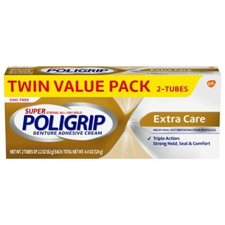 Super Poligrip Original Denture and Partials Adhesive Cream, 2.4 Oz, 2 ...