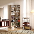 thumbnail image 2 of HOMCOM DVD Shelf with 18 Compartments and 14 Adjustable Shelves, Natural Wood, 2 of 10