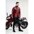thumbnail image 7 of Men's Racing Apparel Contrast Color Coat Stand Collar PU Leather Jacket, 7 of 7