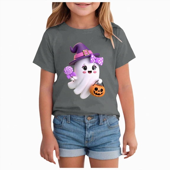 Girls Halloween Outfit Girls Halloween T Shirt Graphic Tee Tops Kids Casual Short Sleeve Shirt