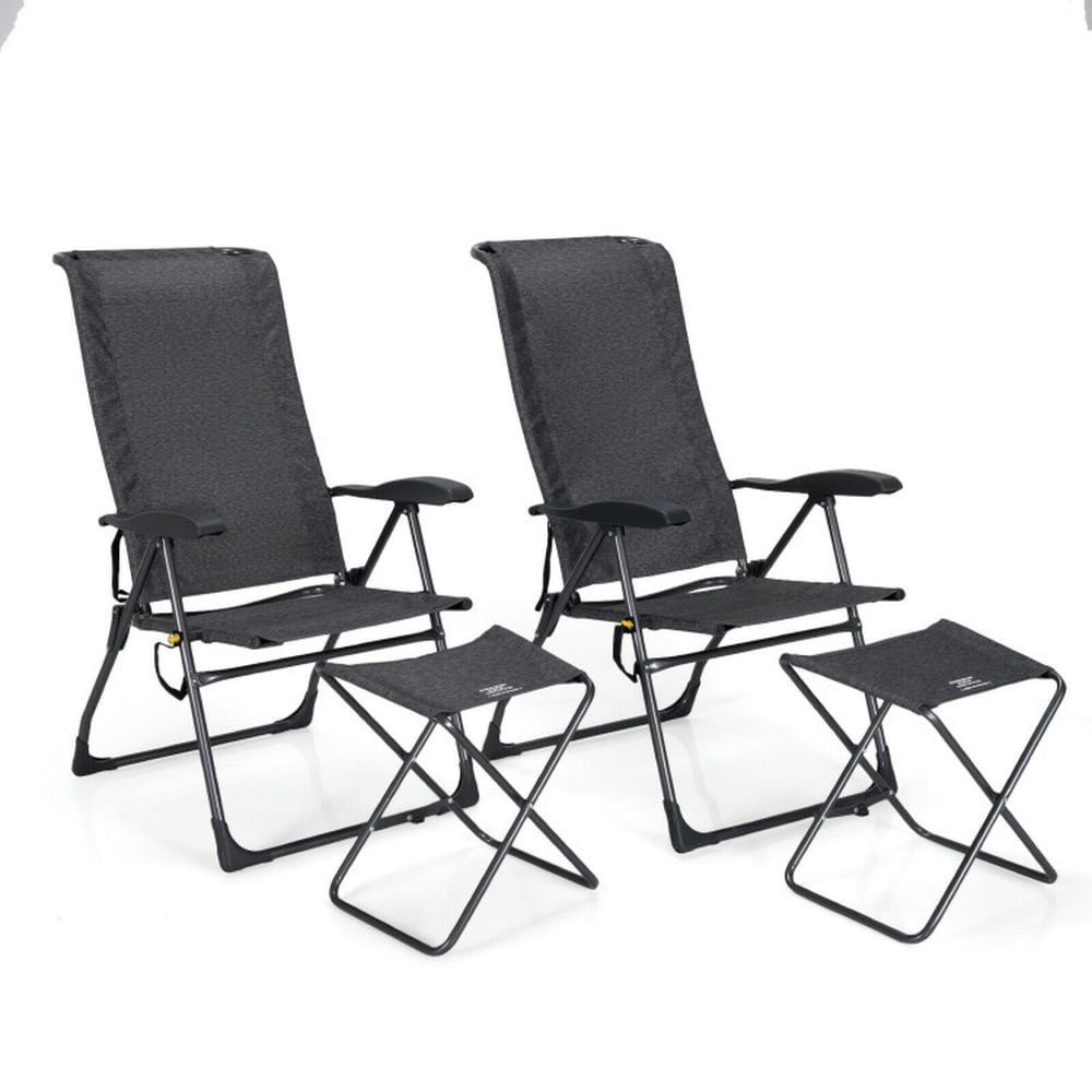 GVN Patio Dining Chairs, Outdoor Chairs,4 Pieces Patio Adjustable Back Folding Dining Chair Ottoman Set-Gray GVN Patio Dining Chairs, Outdoor Chairs,4 Pieces Patio Adjustable Back Folding Dining Chair Ottoman Set-Gray