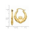 thumbnail image 4 of Real 14kt Yellow Gold Polished Claddagh Hoop Earrings; for Adults and Teens; for Women and Men, 4 of 4