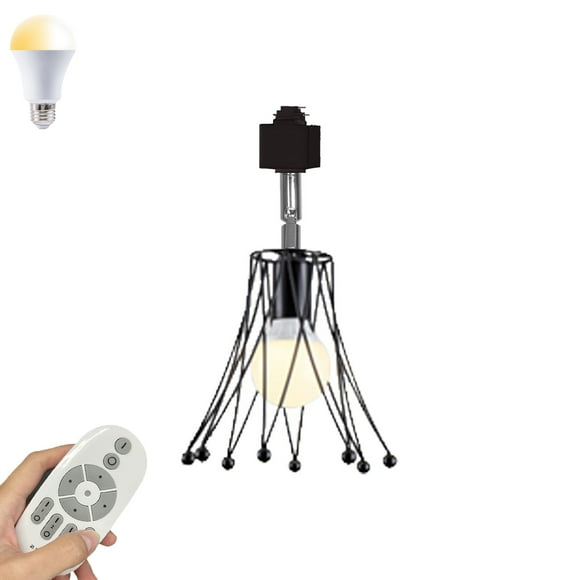 FSLiving Dimmable Remote Control Track Pendant Lights Single Circuit H-Type Adjustable Angle E26 Base Black Metal Track Lighting Fixtures for Kitchen Sink Office Store Art Home Decor - 1 Light