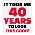 thumbnail image 3 of Ambesonne 40th Birthday Shower Curtain, 40 Looking, 69"Wx84"L, Dark Coral Black White, 3 of 3