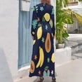 thumbnail image 3 of Tropical Fruit Pattern Vibrant Summer Women's Long Dress Long Sleeves Dress Vintage Dresses Party Maxi Dress High Waist Dress, 3 of 4