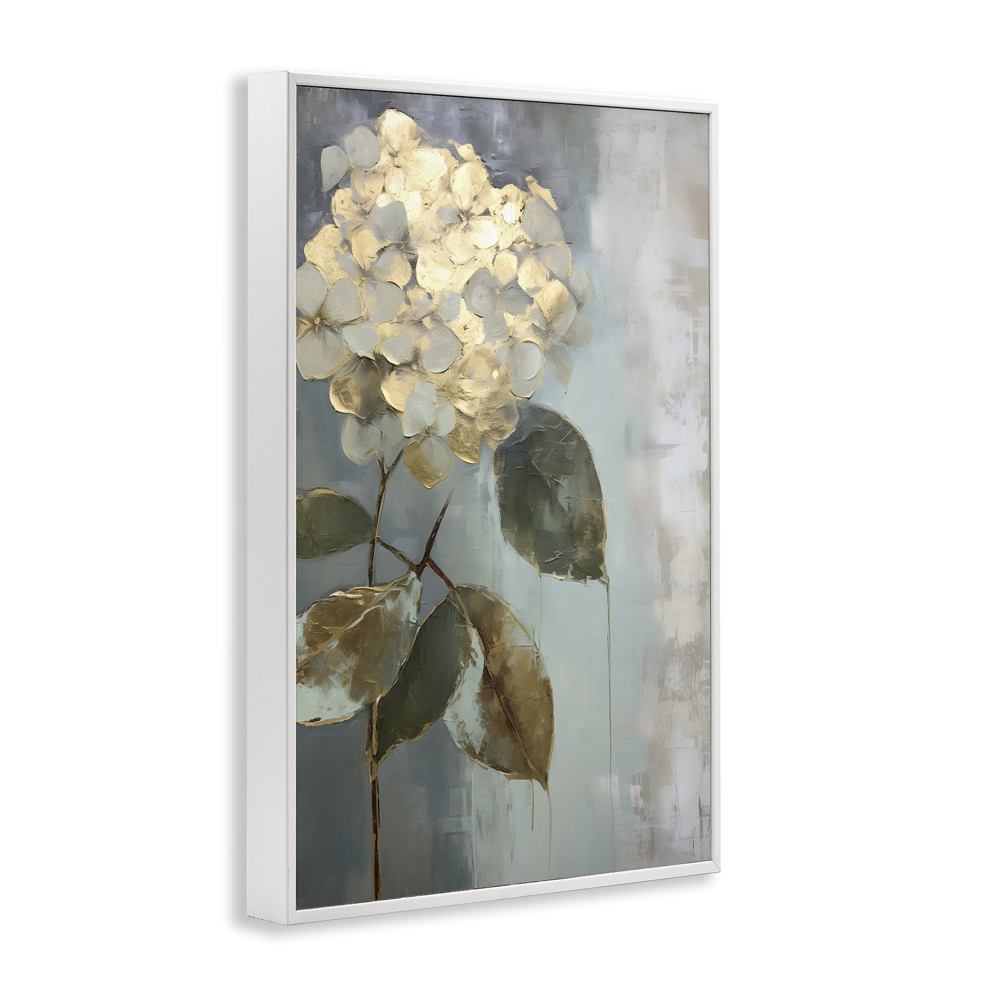 Stupell Industries Distressed Hydrangea Bloom Botanical & Floral Painting White Framed Art Print Wall Art, 20 x 30