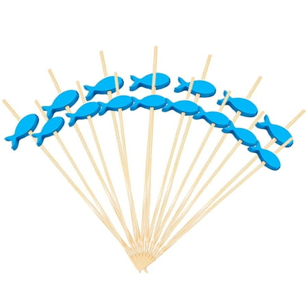 

100 Count Blue Fish Cocktail Picks for Appetizers and Parties