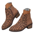 thumbnail image 3 of Leozcaa Women Booties Stacked Chunky Heel Leopard Ankle Boots Slip on Western Low Heel Chelsea Boots, 3 of 8