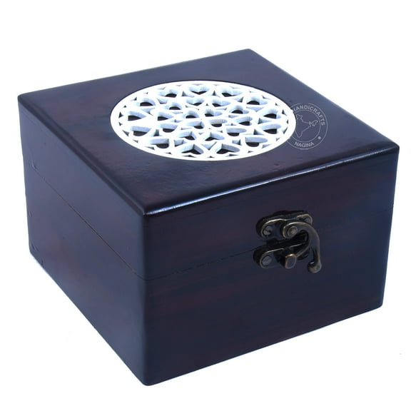 Antique Handmade Wooden Urn Tree of Life Engraving Handcarved Jewellery Box for Women-Men Jewel | Home Decor Accents | Decorative Boxes | Storage & Organiser (5" x 5" x 3", Pattern 1)